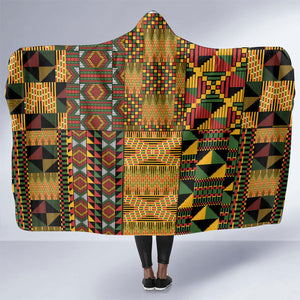 African American Quilt Kente Fusion Hooded Blanket Version 1