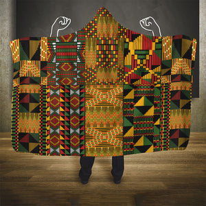 African American Quilt Kente Fusion Hooded Blanket Version 1
