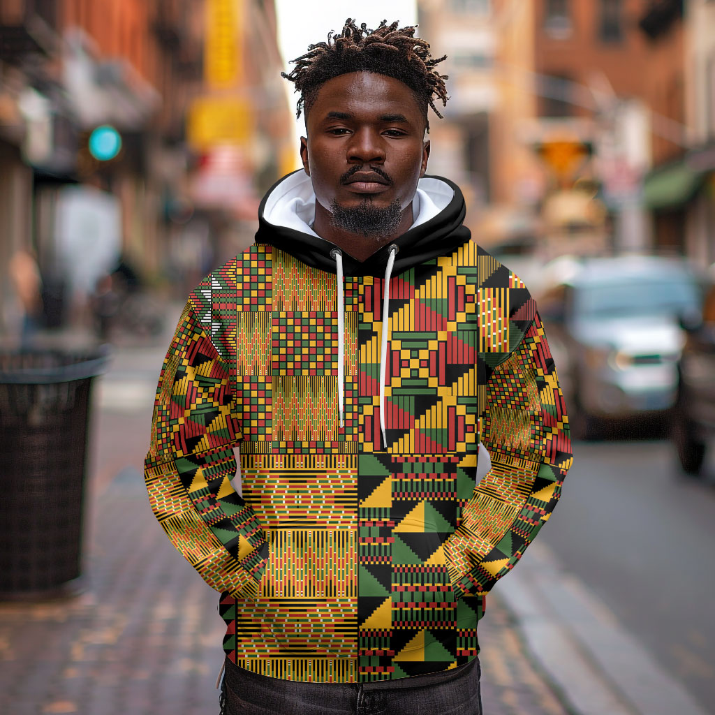 African American Quilt Kente Fusion Hoodie Version 1