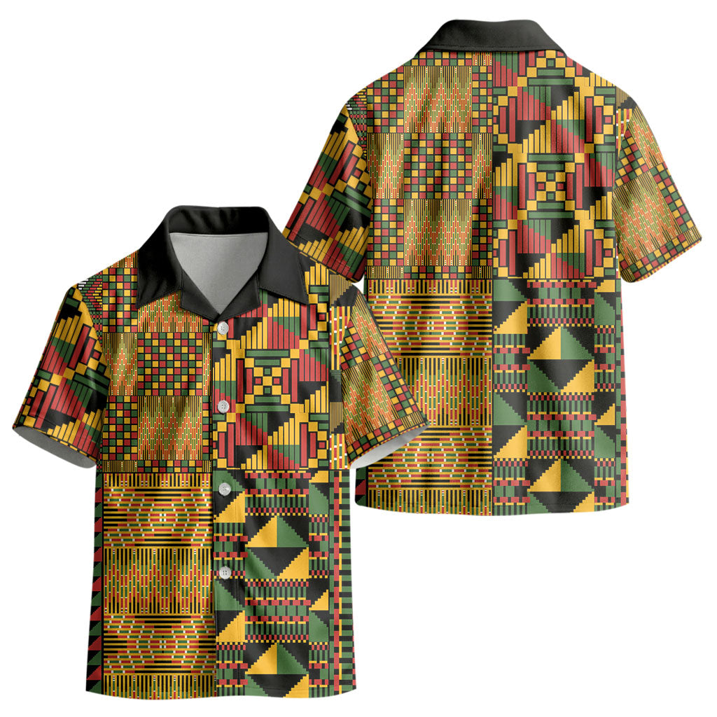 African American Quilt Kente Fusion Kid Hawaiian Shirt Version 1