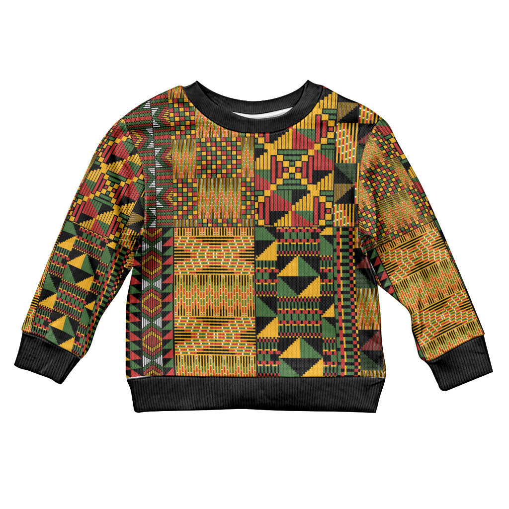 African American Quilt Kente Fusion Kid Ugly Christmas Sweater Version 1