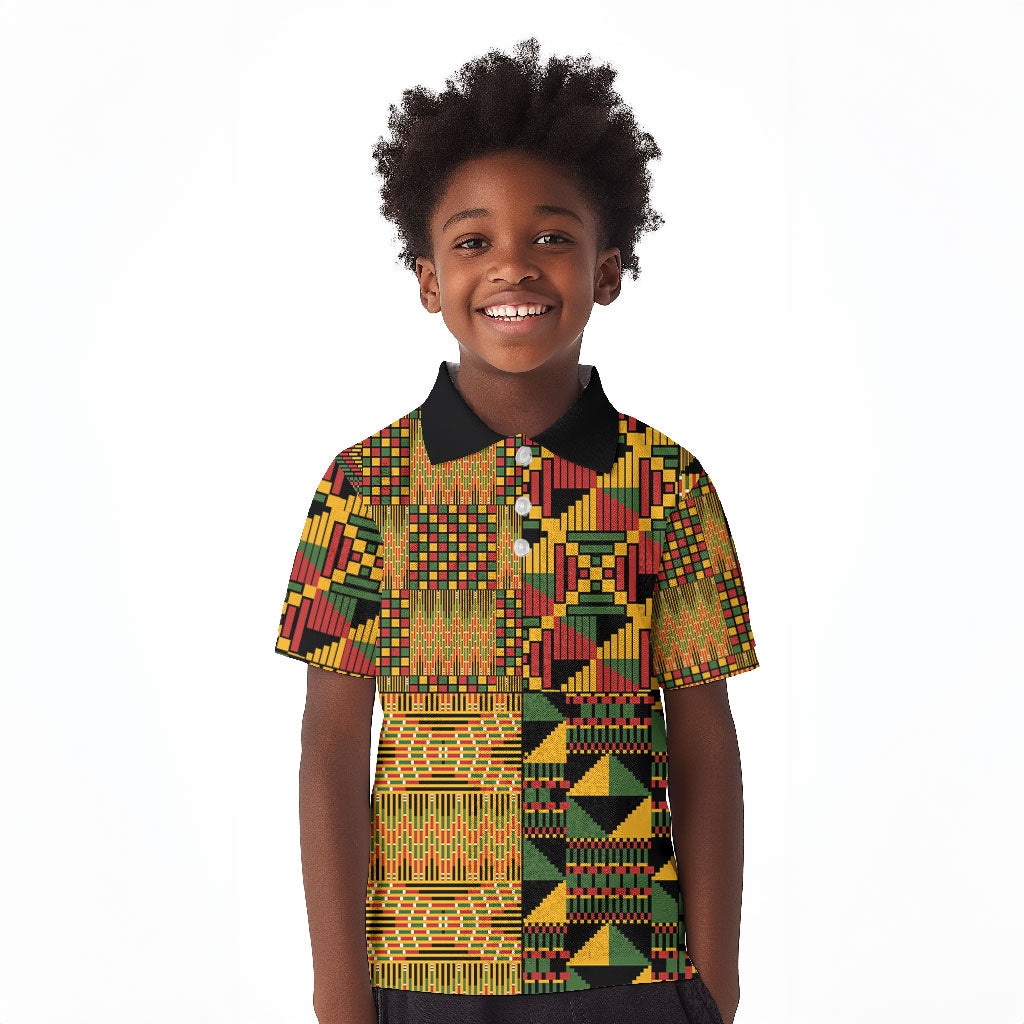 African American Quilt Kente Fusion Kid Polo Shirt Version 1