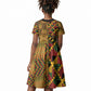 African American Quilt Kente Fusion Kid Short Sleeve Dress Version 1