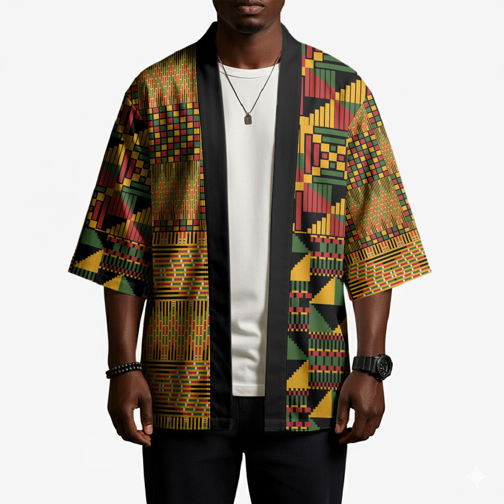 African American Quilt Kente Fusion Kimono Version 1
