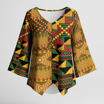 African American Quilt Kente Fusion Kimono Sleeve Blouse Version 1