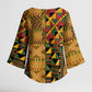 African American Quilt Kente Fusion Kimono Sleeve Blouse Version 1