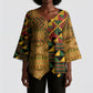 African American Quilt Kente Fusion Kimono Sleeve Blouse Version 1