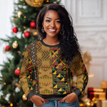 African American Quilt Kente Fusion Ugly Christmas Sweater Version 1
