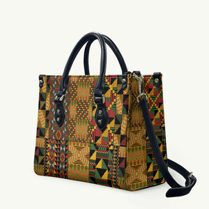 African American Quilt Kente Fusion Leather Bag Version 1