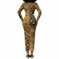 African American Quilt Kente Fusion Long Sleeve Bodycon Dress Version 1