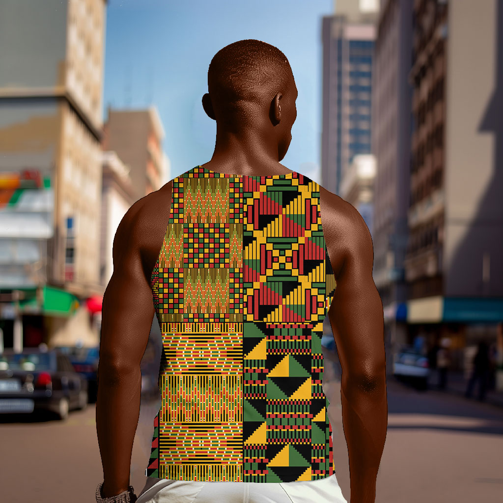 African American Quilt Kente Fusion Men Tank Top Version 1
