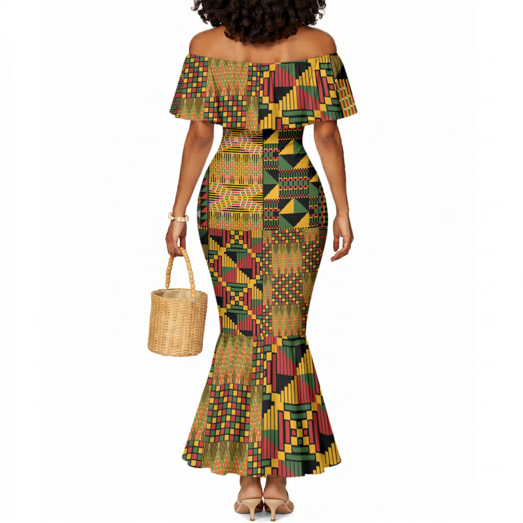 African American Quilt Kente Fusion Mermaid Dress Version 1