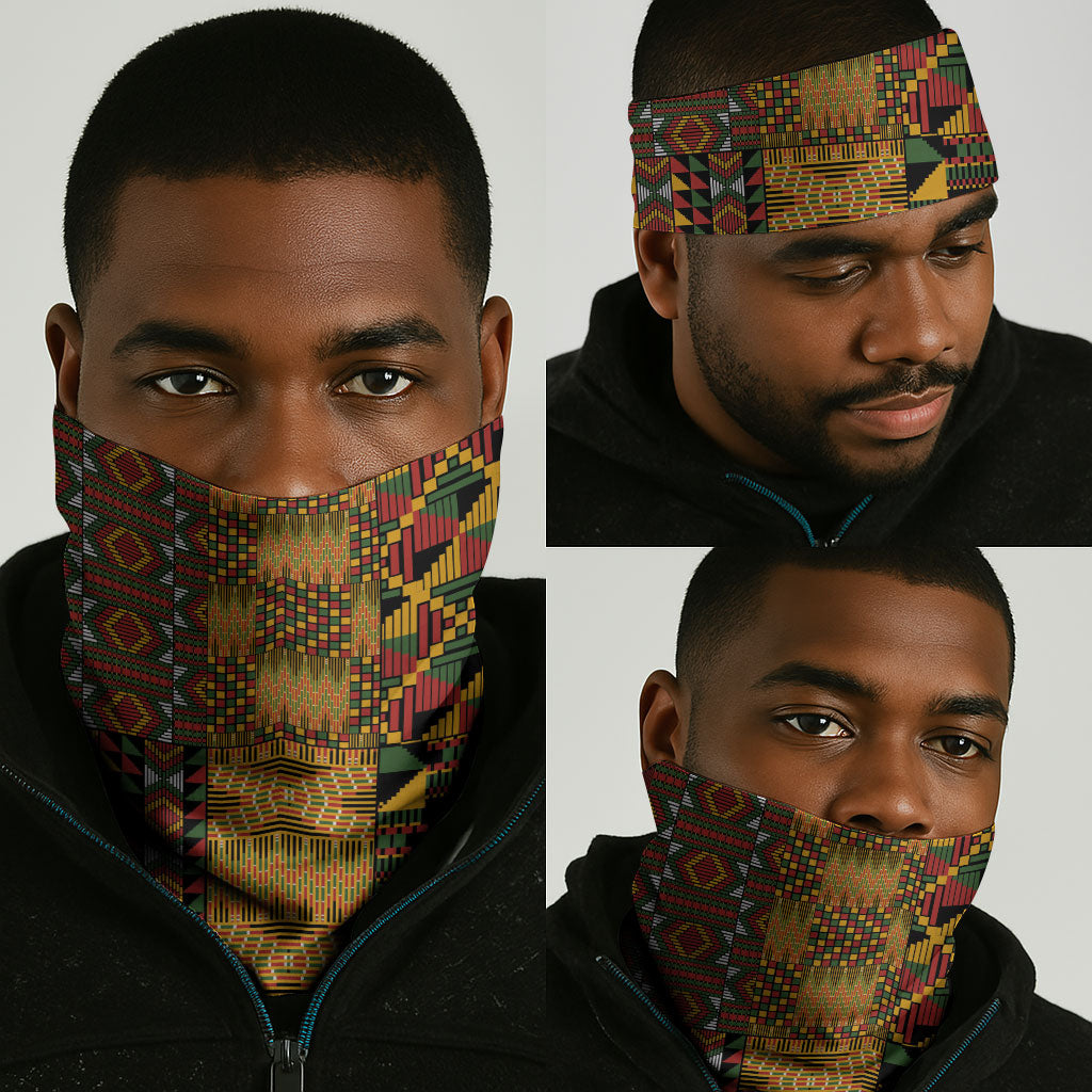 African American Quilt Kente Fusion Neck Gaiter Version 1