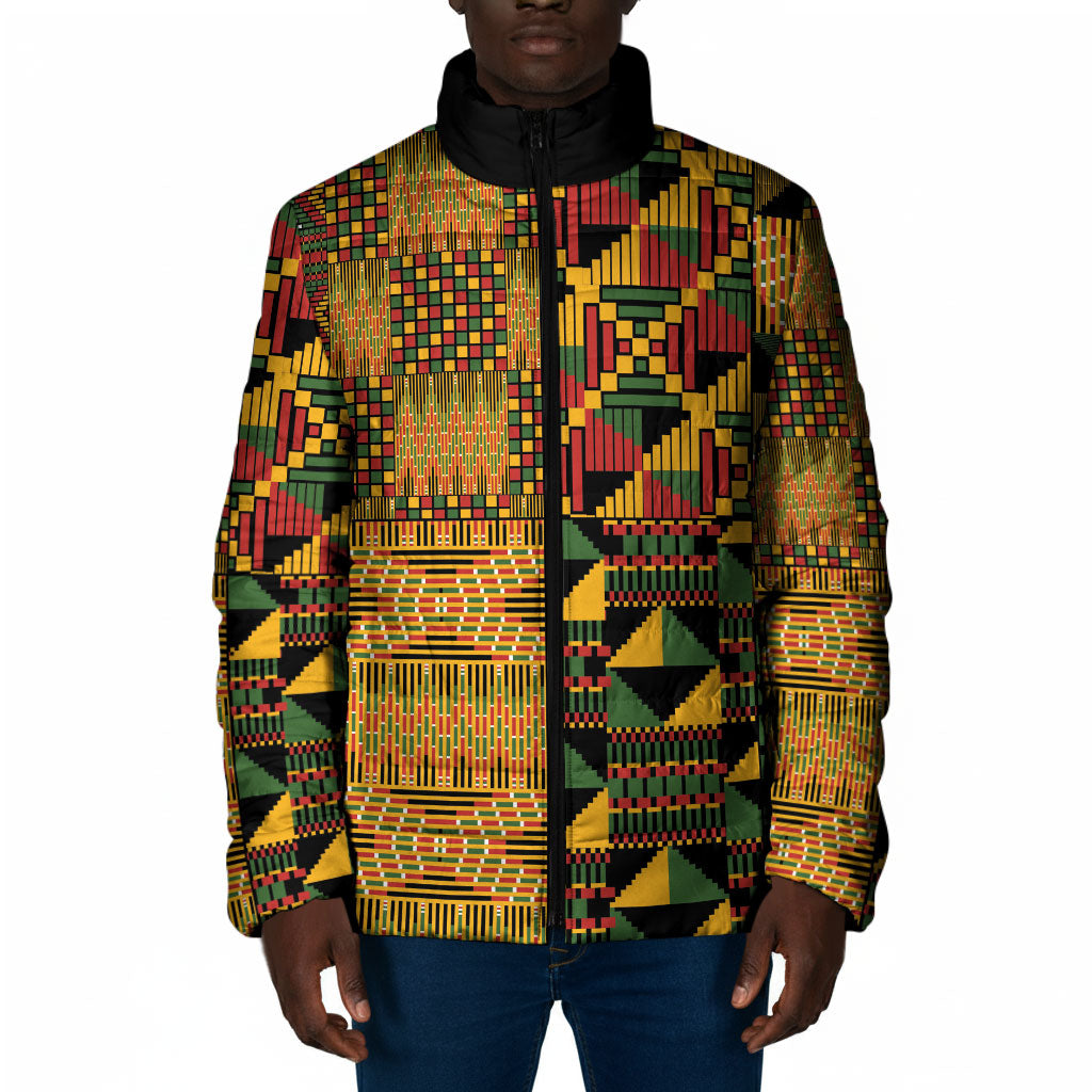African American Quilt Kente Fusion Padded Jacket Version 1