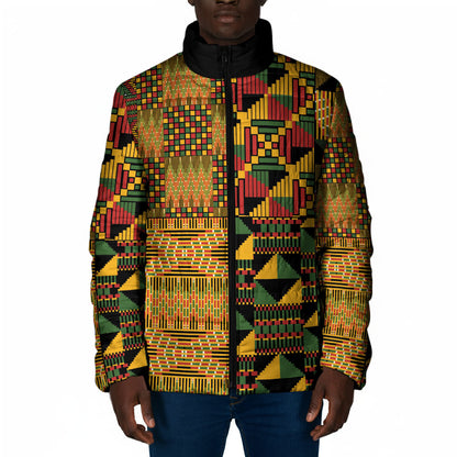 African American Quilt Kente Fusion Padded Jacket Version 1