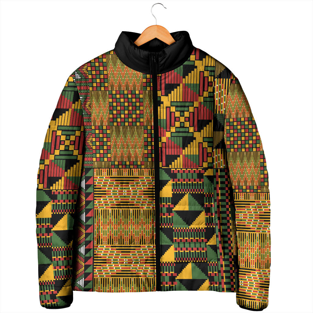 African American Quilt Kente Fusion Padded Jacket Version 1