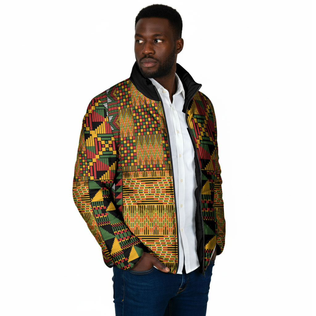 African American Quilt Kente Fusion Padded Jacket Version 1