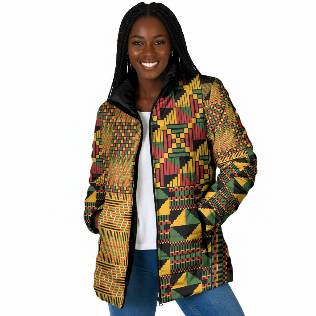African American Quilt Kente Fusion Padded Jacket Version 1