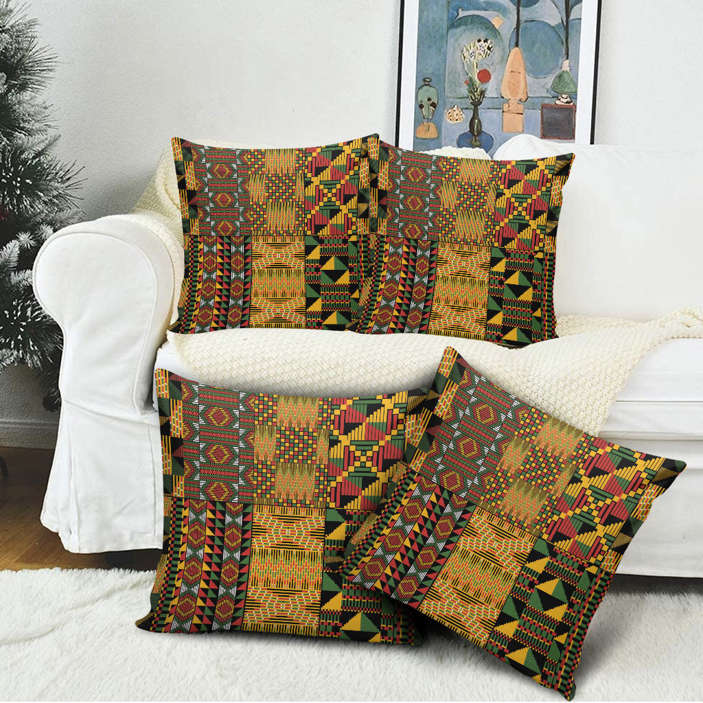 African American Quilt Kente Fusion Pillow Cover Version 1