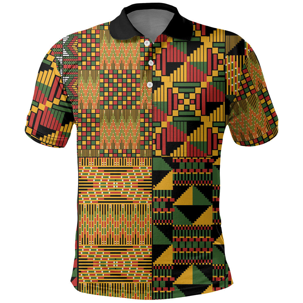 African American Quilt Kente Fusion Polo Shirt Version 1