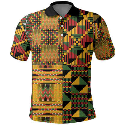 African American Quilt Kente Fusion Polo Shirt Version 1