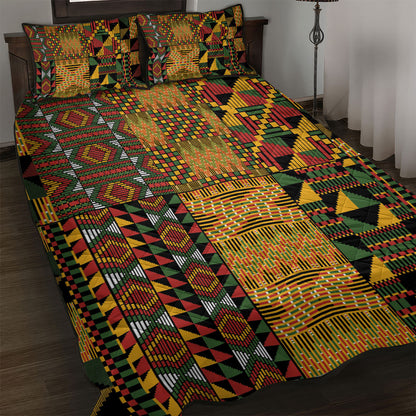 African American Quilt Kente Fusion Quilt Bed Set Version 1