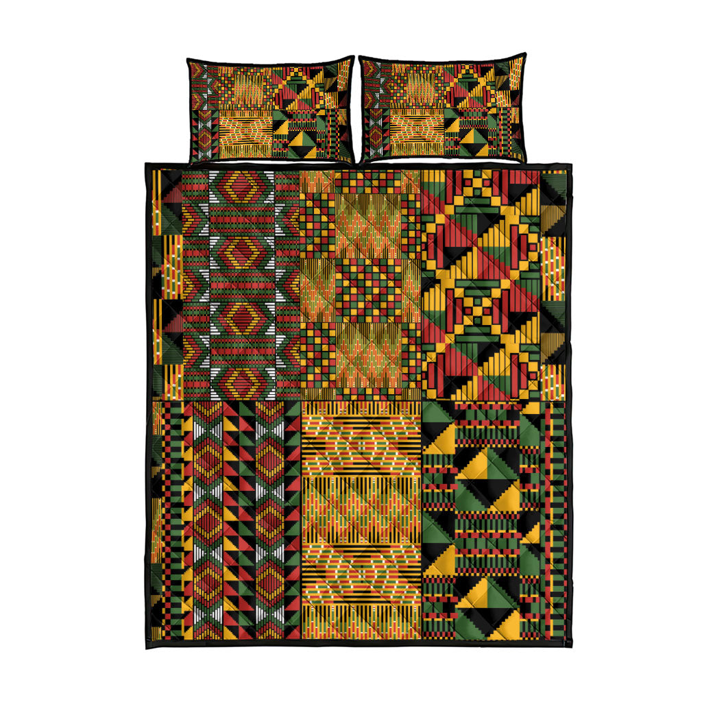 African American Quilt Kente Fusion Quilt Bed Set Version 1