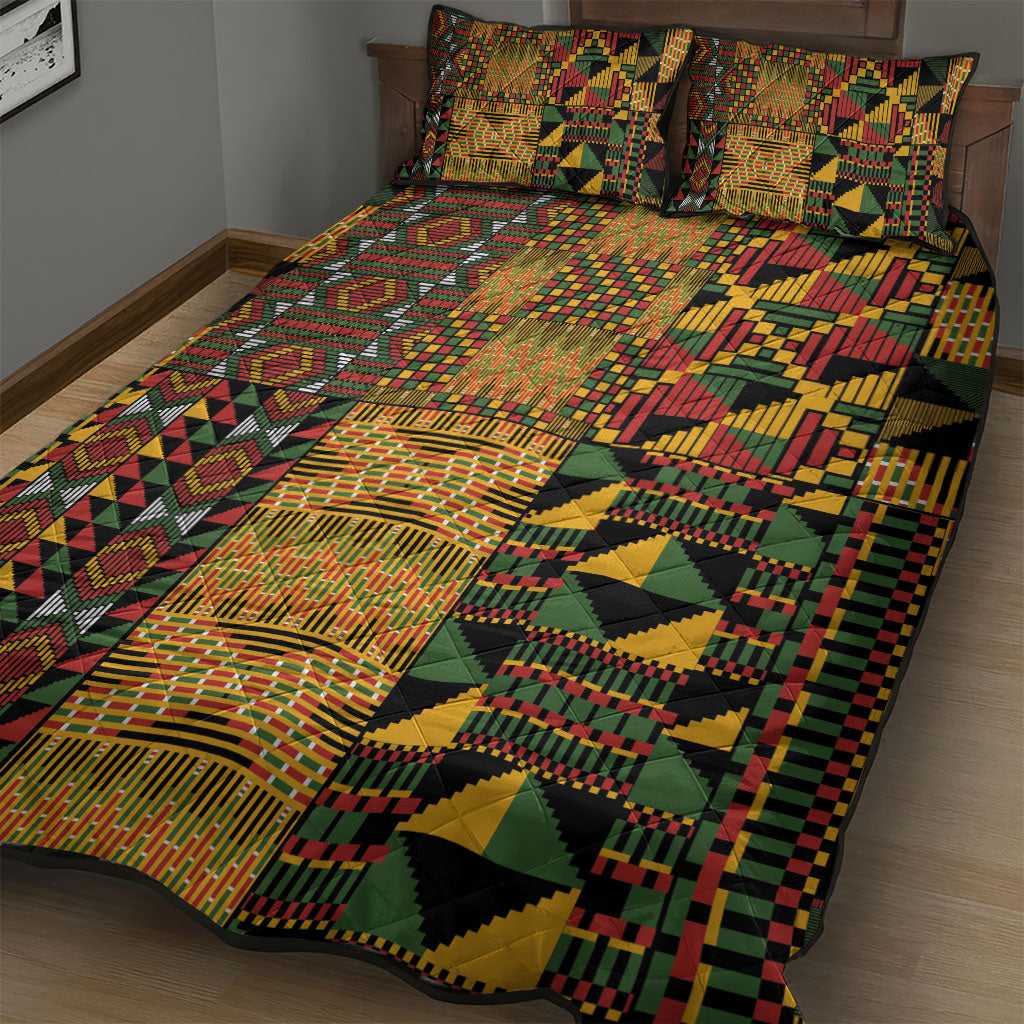 African American Quilt Kente Fusion Quilt Bed Set Version 1