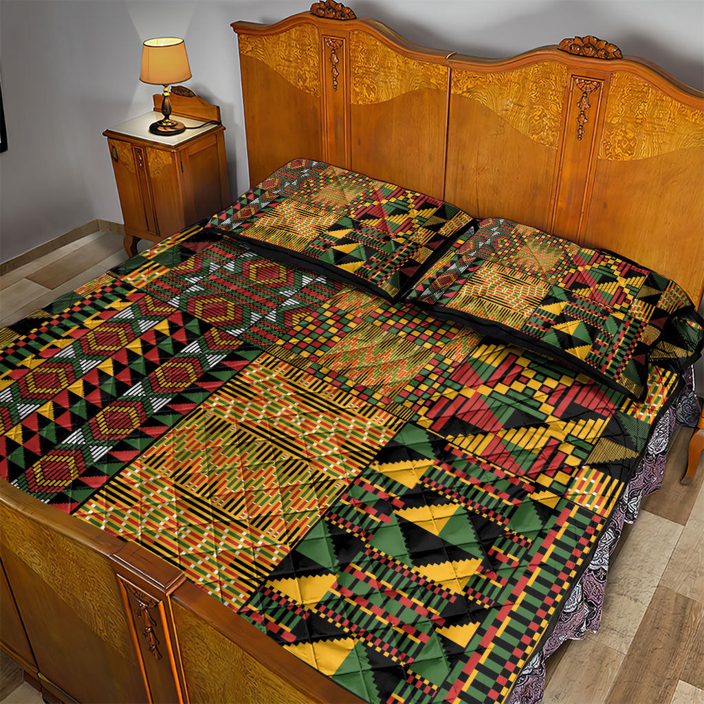 African American Quilt Kente Fusion Quilt Bed Set Version 1