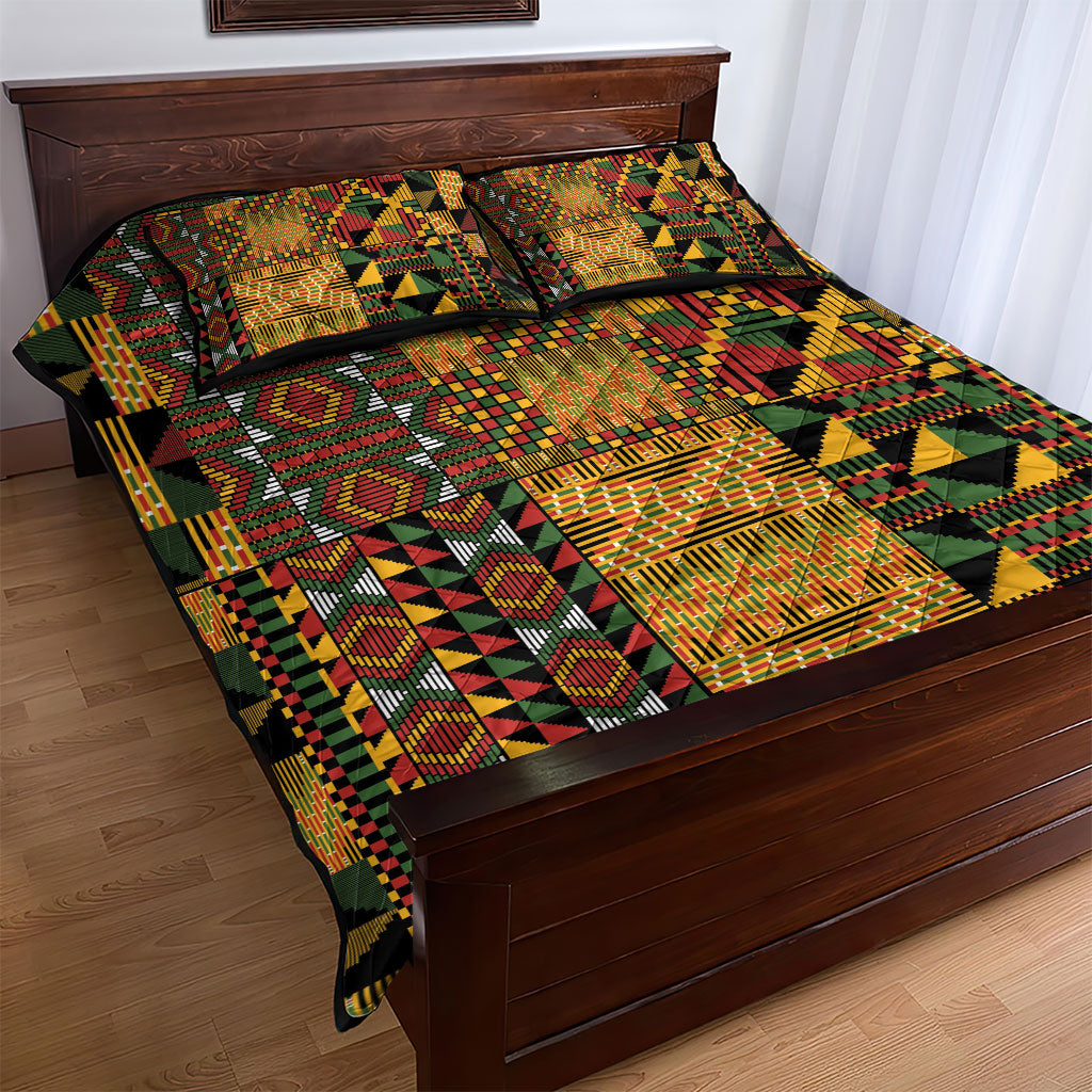 African American Quilt Kente Fusion Quilt Bed Set Version 1
