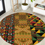 African American Quilt Kente Fusion Round Carpet Version 1