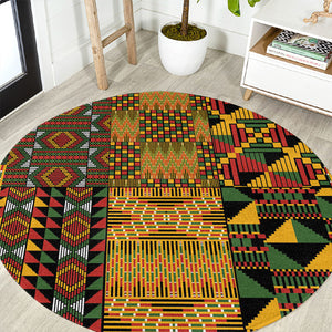 African American Quilt Kente Fusion Round Carpet Version 1