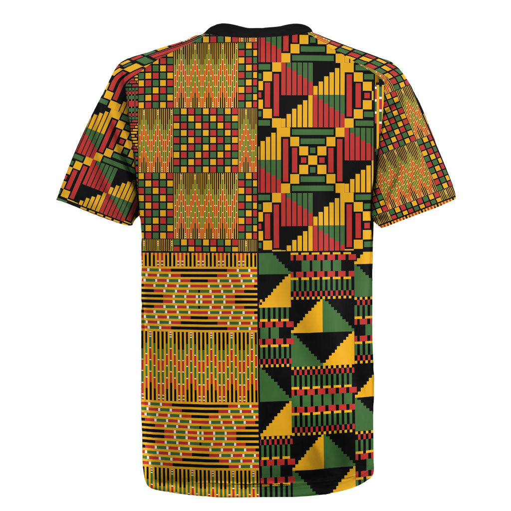 African American Quilt Kente Fusion Rugby Jersey Version 1