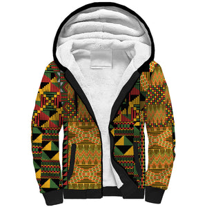 African American Quilt Kente Fusion Sherpa Hoodie Version 1