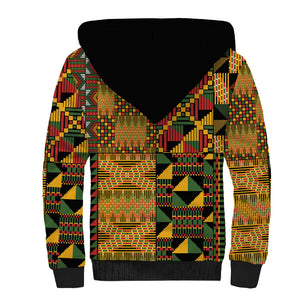 African American Quilt Kente Fusion Sherpa Hoodie Version 1
