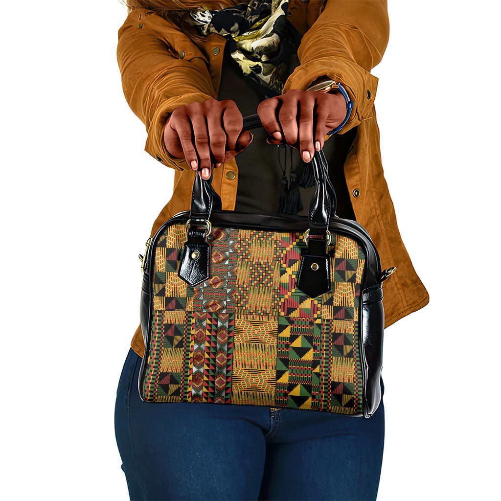 African American Quilt Kente Fusion Shoulder Handbag Version 1