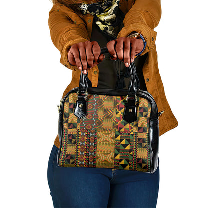 African American Quilt Kente Fusion Shoulder Handbag Version 1