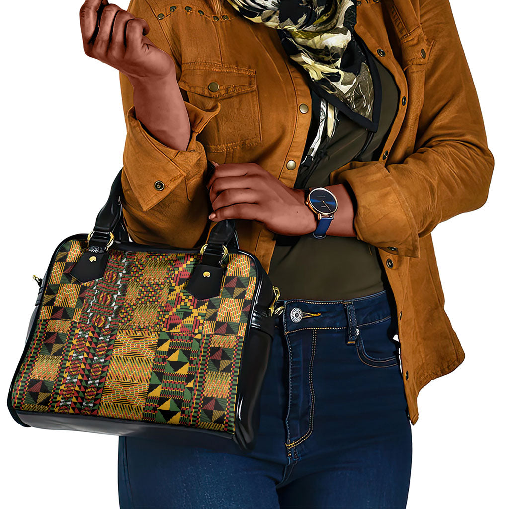 African American Quilt Kente Fusion Shoulder Handbag Version 1
