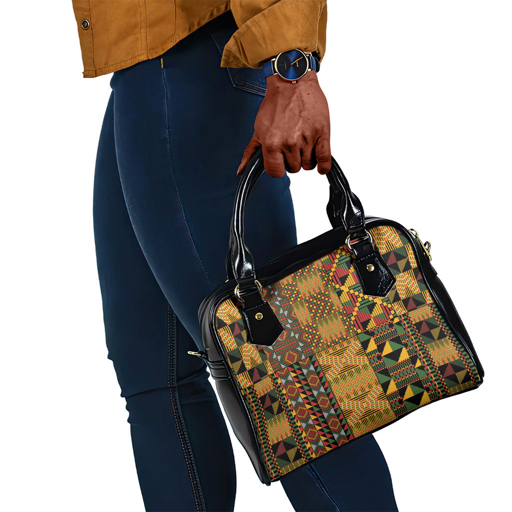 African American Quilt Kente Fusion Shoulder Handbag Version 1