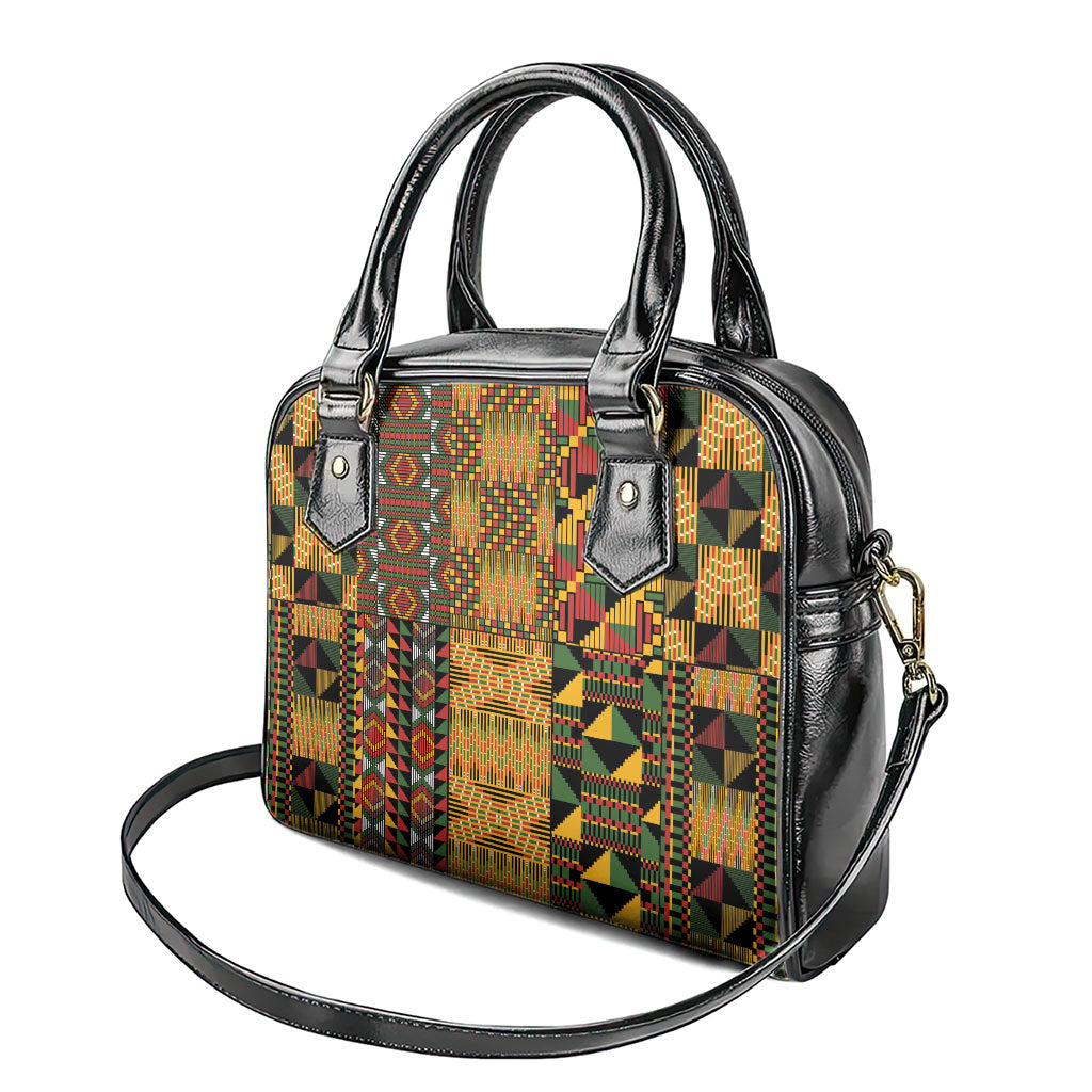 African American Quilt Kente Fusion Shoulder Handbag Version 1