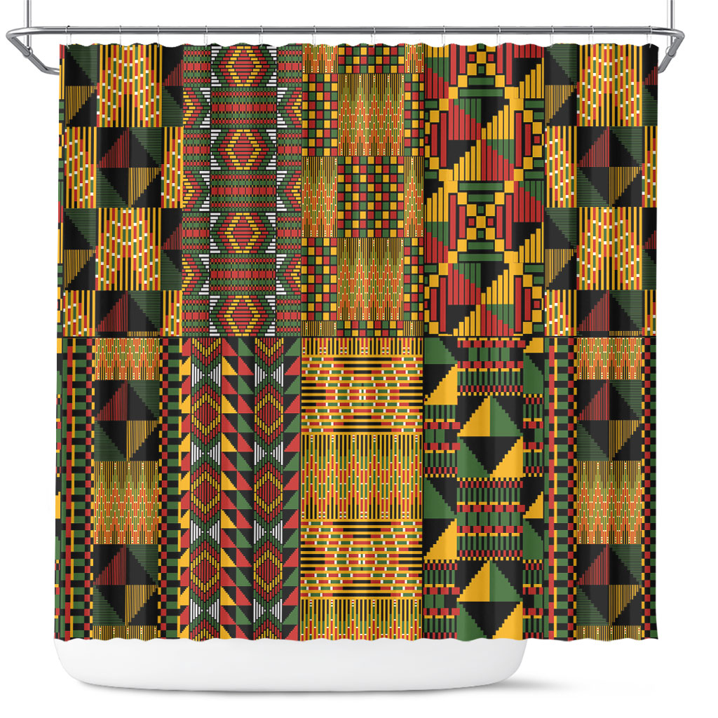 African American Quilt Kente Fusion Shower Curtain Version 1