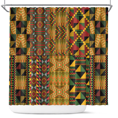 African American Quilt Kente Fusion Shower Curtain Version 1