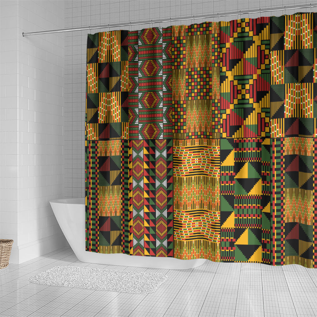 African American Quilt Kente Fusion Shower Curtain Version 1