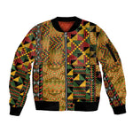 African American Quilt Kente Fusion Sleeve Zip Bomber Jacket Version 1