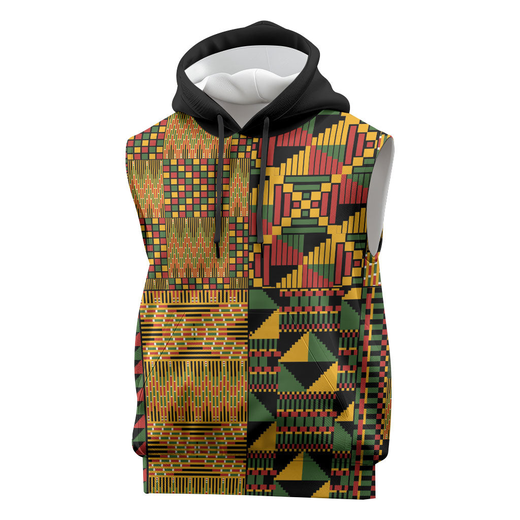 African American Quilt Kente Fusion Sleeveless Hoodie Version 1