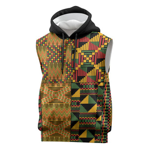 African American Quilt Kente Fusion Sleeveless Hoodie Version 1