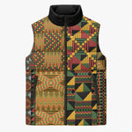 African American Quilt Kente Fusion Sleeveless Puffer Jacket Version 1
