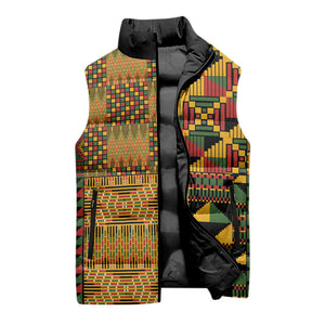 African American Quilt Kente Fusion Sleeveless Puffer Jacket Version 1