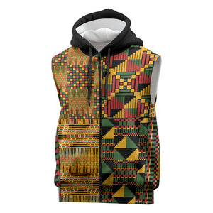 African American Quilt Kente Fusion Sleeveless Zip Hoodie Version 1