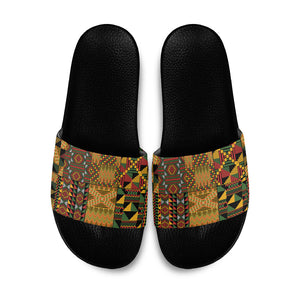 African American Quilt Kente Fusion Slide Sandals Version 1